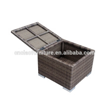 Outdoor Rattan Storage Cushion Box / Ottoman With Cushion